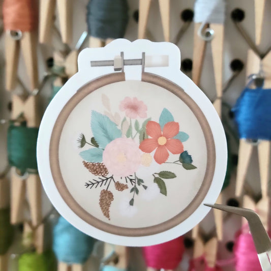 Floral Embroidery Hoop Sticker