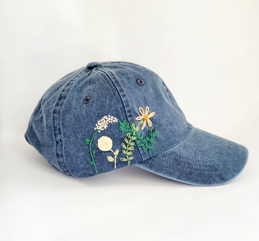 Embroidered Baseball Hat - Vintage Wash Denim