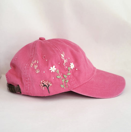 Embroidered Baseball Hat - Bright Pink