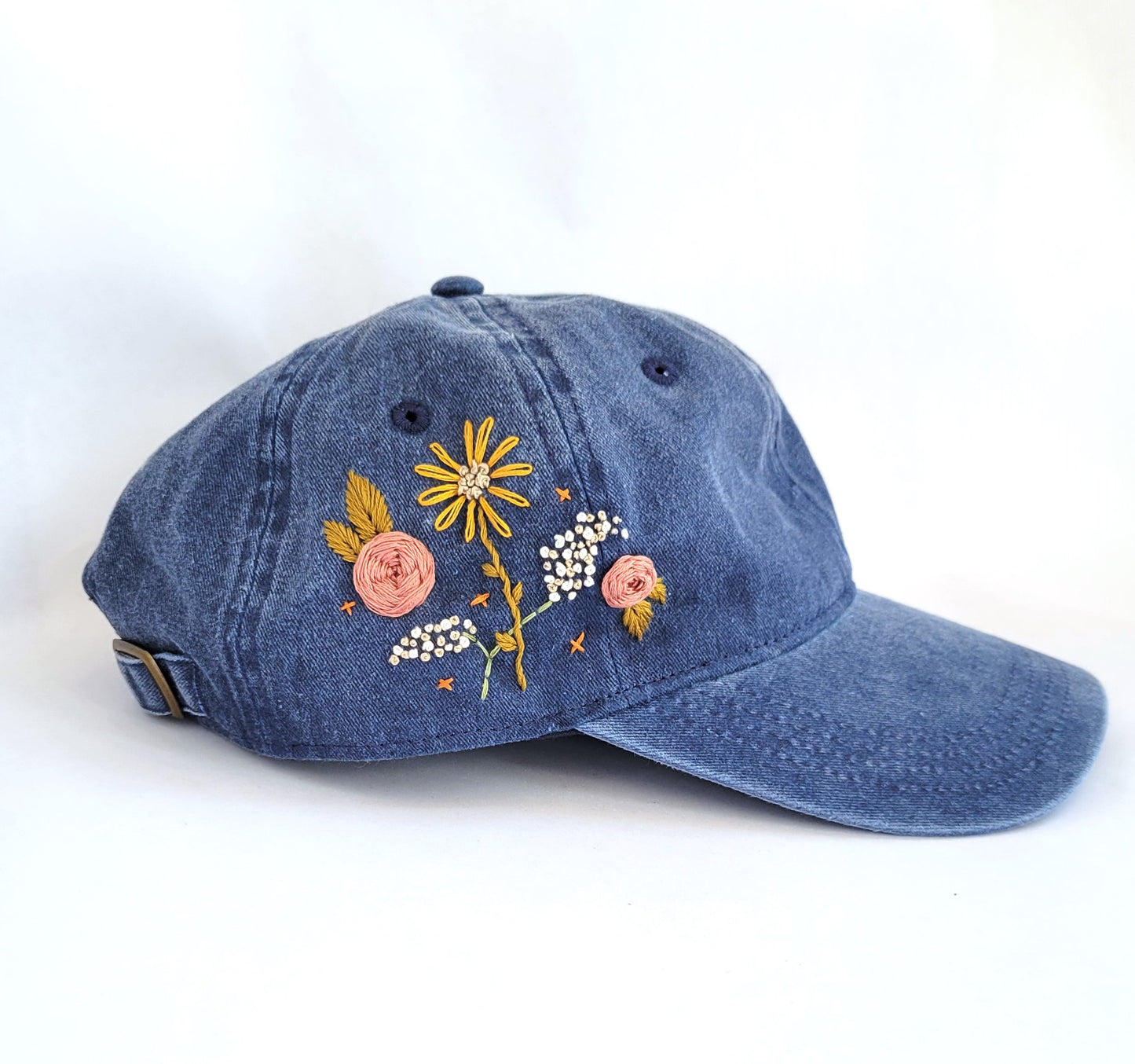 Embroidered Baseball Hat - Vintage Wash Blue Denim