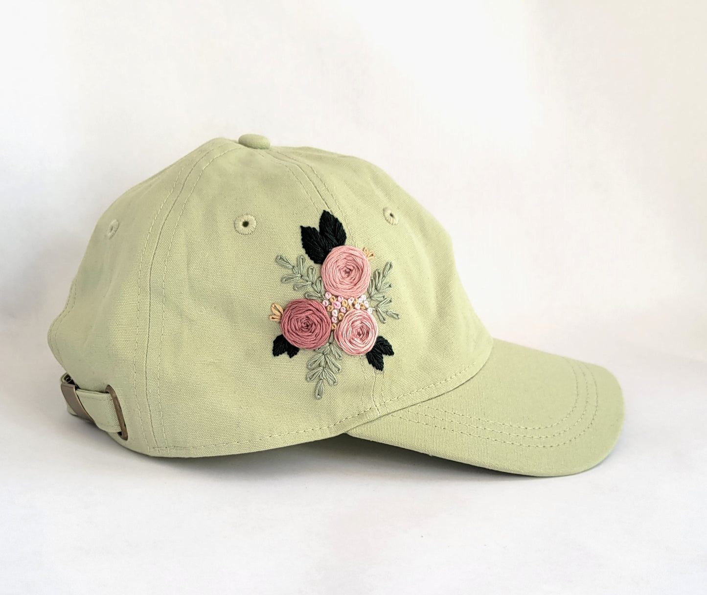 Embroidered Baseball Hat - Light Sage Green