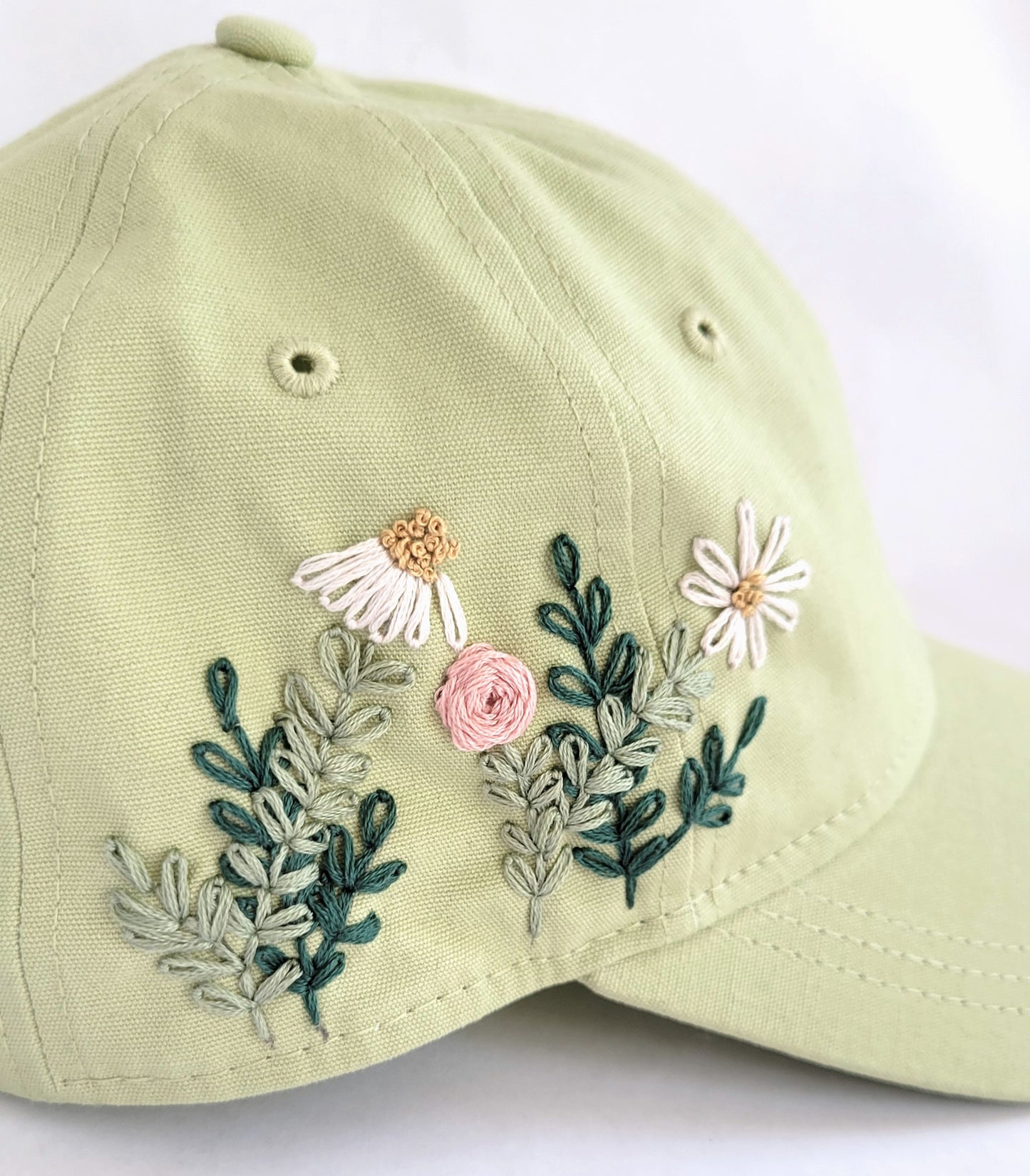 Embroidered Baseball Hat - Light Sage Green