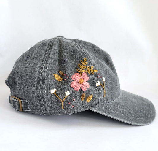 Embroidered Baseball Hat - Vintage Wash Black