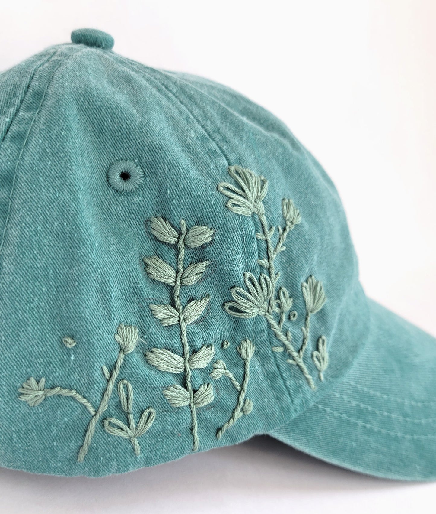 Embroidered Baseball Hat - Dark Teal Green